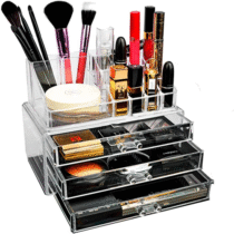 Organizador Porta Maquiagem Pincel Batom Acrílico Kit de 3 Gavetas