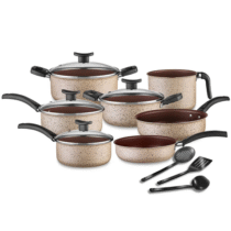 Conjunto De Panelas Antiaderente 10 Peças Teflon Linha Coffee Cappuccino Tampa De Vidro