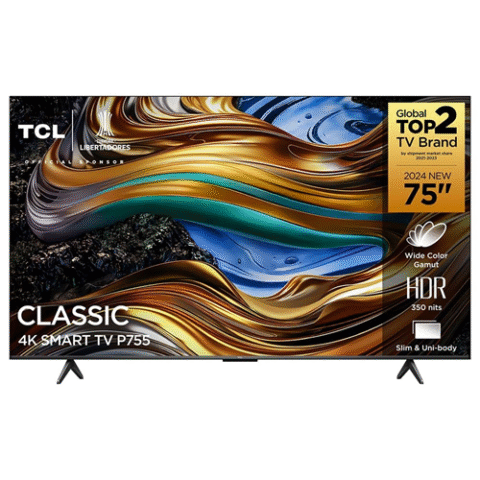 Smart TV 75″ 4K UHD LED TCL 75P755 Wi-Fi Bluetooth 3 HDMI 1 USB