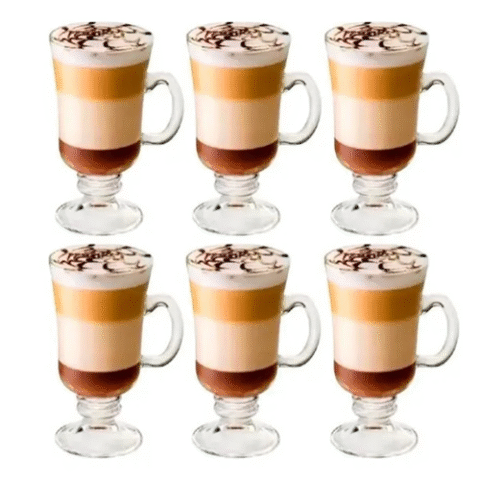 Conjunto 6 Xícaras Taca Alta Capuccino Chocolate Café 125ml