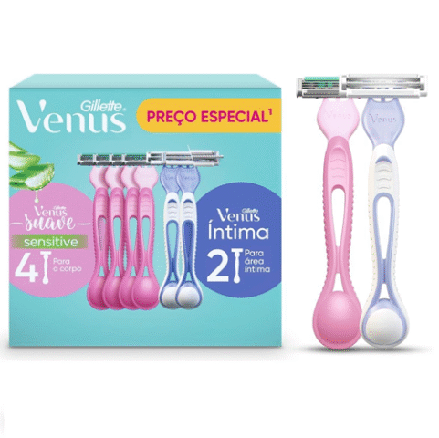 Kit Gillette Venus Suave 4 unidades + Venus Íntima 2 unidades