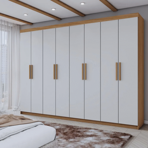Guarda Roupa Casal Aurora 8 Portas 4 Gavetas Marrocos/Off White Panorama Móveis