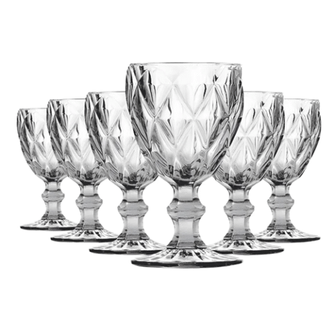 Jogo 6 Taças Diamante Vidro 340ml Diamond