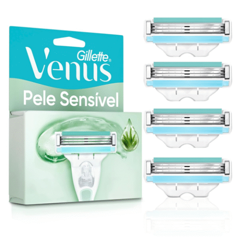 Carga Para Depilar Venus Gillette Pele Sensível 4 Unidades