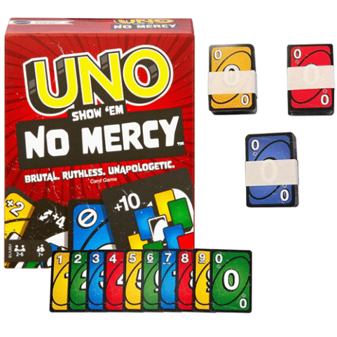 UNO Jogo de Cartas No Mercy para Crianças, Adultos & Família