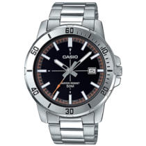 Relógio Masculino Casio Prata Com Data Fundo Preto Original