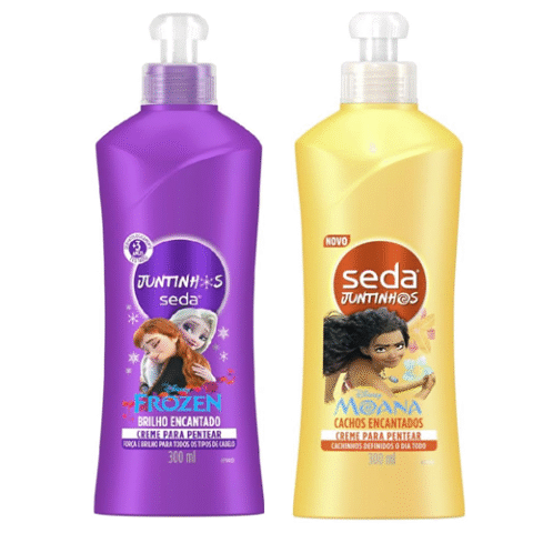 Seda Creme Para Pentear Infantil Frozen ou Moana Juntinhos Brilho Encantado 300ml
