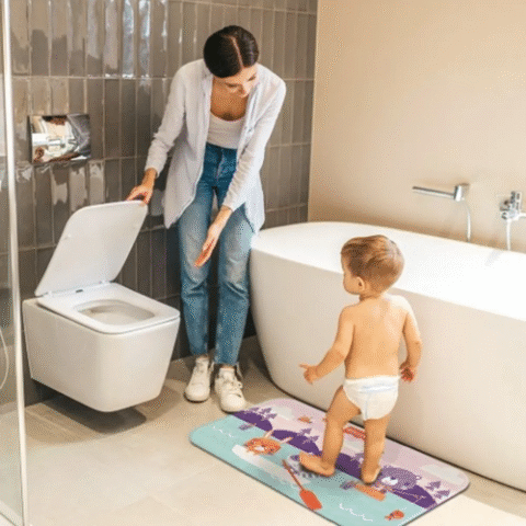 Tapete Banho Fisher Price 70cm Antiderrapante com Ventosa