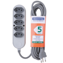 Extensão Múltipla 5 Tomadas 2P+T 10 A 250 V Tramontina 5m Cinza