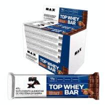 Top Whey Bar Caixa 12 Unidades Max Titanium Sabor Chocolate com Avelã