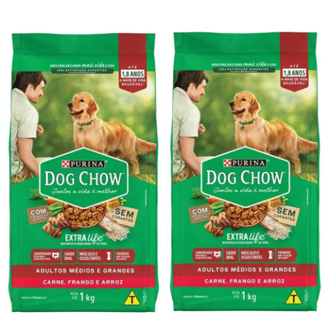 2 Pacotes Purina Dog Chow Nestlé Purina Dog Chow Extralife Adultos Médios E Grandes Carne Frango E Arroz 10.1Kg
