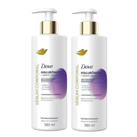 2 Unidades Dove Sérum Hidratante Corporal Hialurônico + Dermo Renovador 380ml