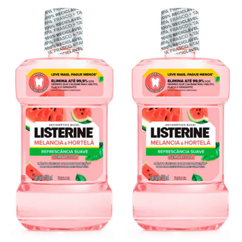 2 Unidades Listerine Melancia & Hortelã Enxaguante Bucal Sem Álcool 250ml