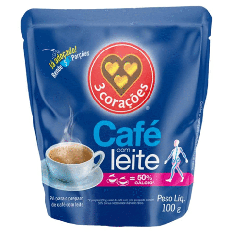 3 Corações Refil Café Com Leite Sachê 100g
