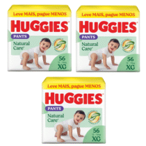 3 Pacotes Fraldas Huggies Natural Care Pants Roupinha XG 56 Unidades