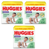 3 Pacotes Fraldas Huggies Natural Care Pants Roupinha XXG 52 Unidades