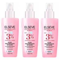 3 Unidades Elseve Glycolic Gloss Sérum Elixir Prolongador 100ml