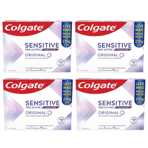 4 Packs Colgate Creme Dental Sensitive Pro-Alívio Imediato com 3 unidades 90g cada