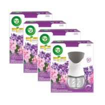 4 Unidades Difusor Elétrico Bom Ar Lavanda e Gerânio Aparelho + Refil 16ml