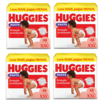 4 Unidades Fralda Pants Huggies Proteção Acolchoada XXG 48 Unidades