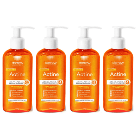 4 Unidades Gel de Limpeza Actine Darow + Vitamina C 140g
