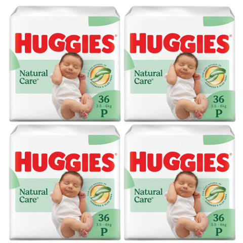 4 Unidades Huggies Fralda Descartável Premium Natural Care P 36 Unidades