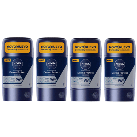 4 Unidades Nivea Men Desodorante Stick Masculino Derma Protect Clinical 54g