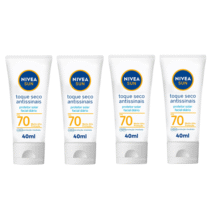 4 Unidades Nivea Sun Protetor Solar Facial Toque Seco Antissinais FPS 70 40ml