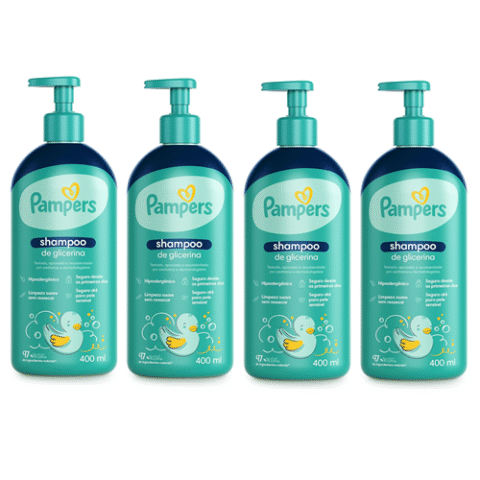 4 Unidades Pampers Shamp Glicerina 400ml