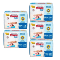 5 Pacotes Fralda Turma da Mônica Baby Jumbo RN 36 Unidades