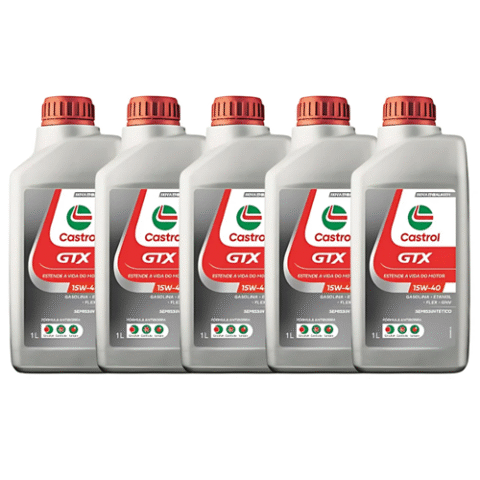 5 Unidades Óleo de Motor Castrol GTX 15W-40 Ultraclean 1L cada