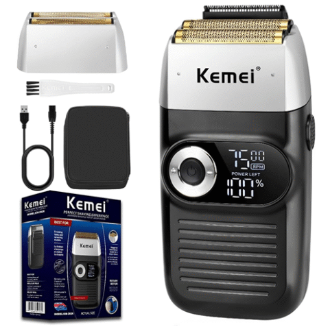 Barbeador Elétrico Profissional Kemei Km 2026 Shaver Sem Fio Recarregável