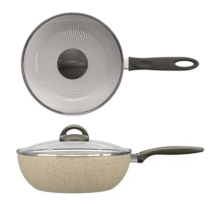 Brinox Wok com Tampa 28Cm 4,1L Ceramic Life Suprema Vanilla