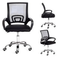 Cadeira de Escritório Pctop Office Fit Ergonômica Preta com Estofado de Mesh y Tecido Leed Tools