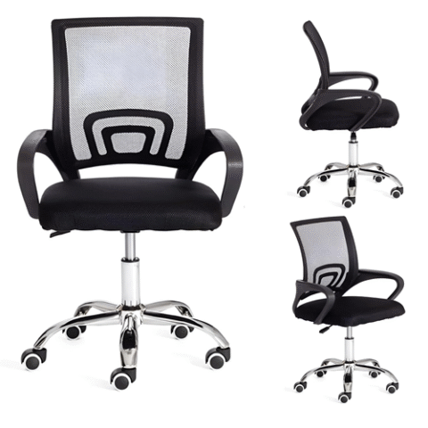 Cadeira de Escritório Pctop Office Fit Ergonômica Preta com Estofado de Mesh y Tecido Leed Tools