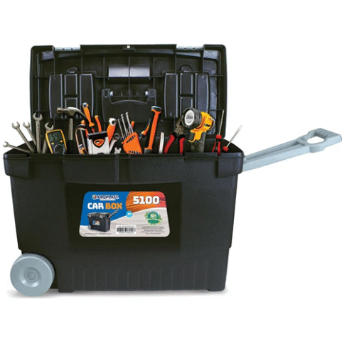 Caixa De Ferramentas De Plástico Com Rodas Car Box 5100 Preto