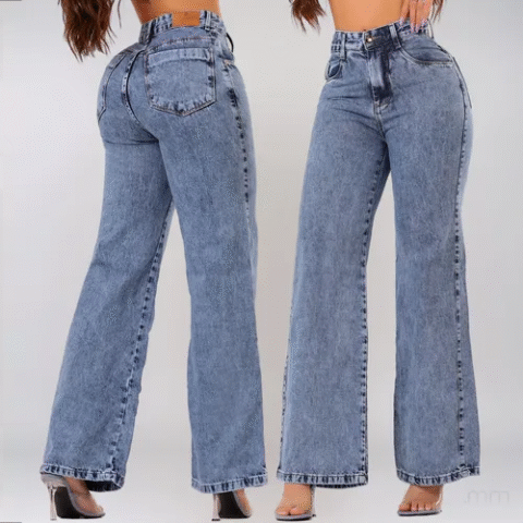 Calça Jeans Wide Leg Pantalona Cintura Alta .MM