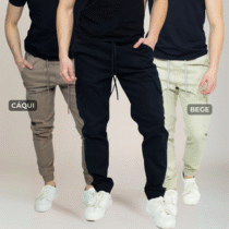 Calça Jogger Cargo Masculina Sarja Streetwear (3 cores)