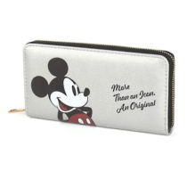 Carteira Mickey Disney Oficial com Ziper Prata