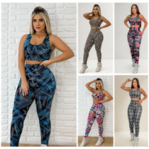 Conjunto Academia Fit Calça E Top Semrpre Linda Fit (6 estampas)