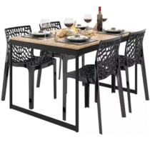 Conjunto Mesa de Jantar 120cm x 90cm + 4 Cadeiras Gruvyer Preta Estilo Industrial