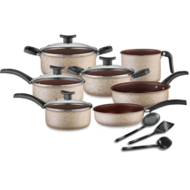 Conjunto10 Peças Panelas Antiaderente Teflon Cappuccino Tampa De Vidro Di Cheff