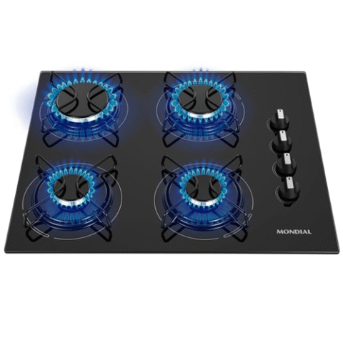 Cooktop a Gás 4 Bocas Mondial Preto/Inox Bivolt