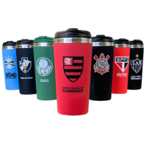 Copo Térmico Emborrachado Times De Futebol Oficial Inox 450ml