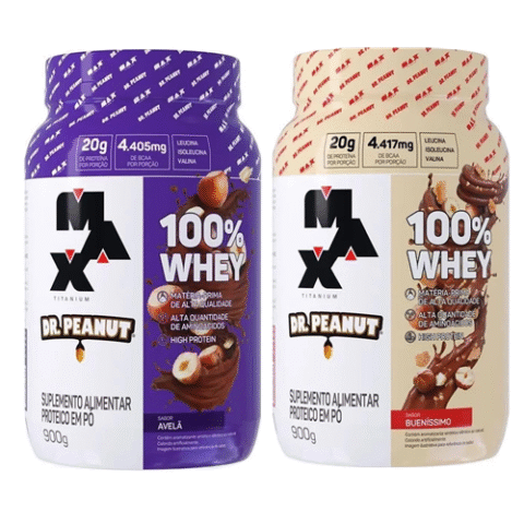 Dr. Peanut Whey Max Titanium 900g Sabor Bueníssimo ou Avelã