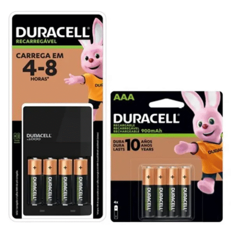 Duracell Carregador de Pilhas Recarregáveis AA e AAA Com 4 Pilhas AA
