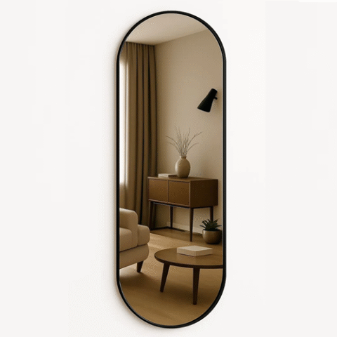 Espelho Decorativo Oval Grande 150cm x 50cm Corpo Inteiro com Moldura