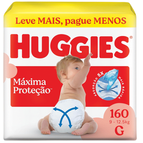 Fralda Descartável Huggies Máxima Proteção G 160 unidades