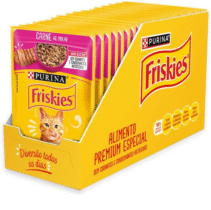 Friskies Pack 15 Sachês Purina Ração Úmida Para Gatos Carne Ao Molho 85g