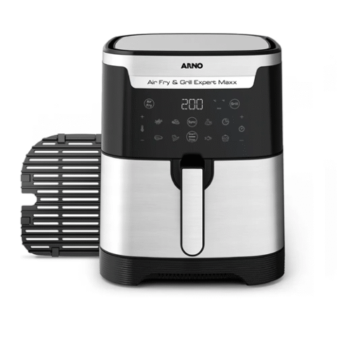 Fritadeira sem Óleo Arno Airfry & Grill Expert Maxx Digital 6,5L com 8 Programas Inox